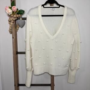 Madewell Bobble Dashwood V Neck Bright‎ Ivory Sweater Size Medium